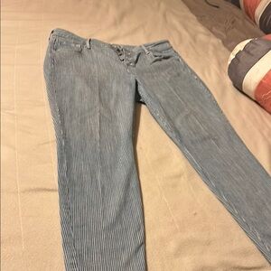 Old Navy Blue Striped Ankle Jeans
